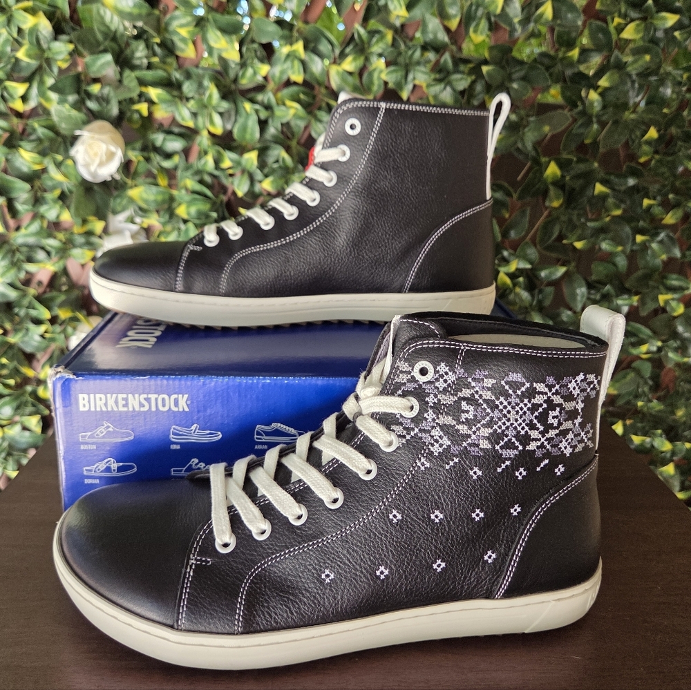 NIB Birkenstock Bartlett Mens 10 EU 43 Leather BirkoFelt HighTop Sneakers Black